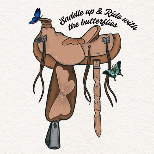Saddle Up with Butterflies - PNG File