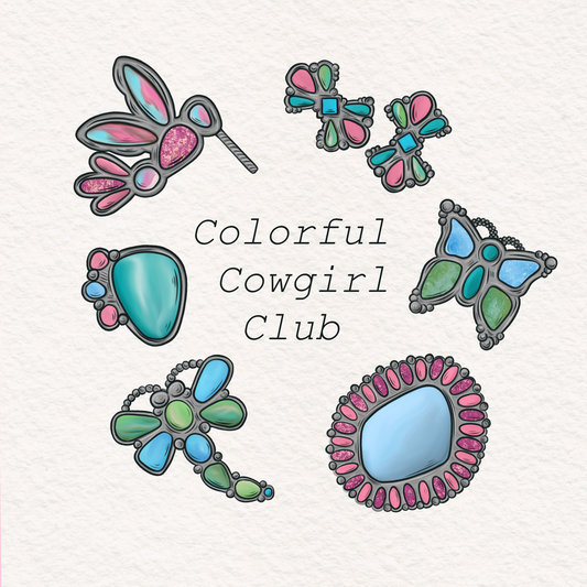 Colorful Cowgirl Club - PNG & Seamless Pattern